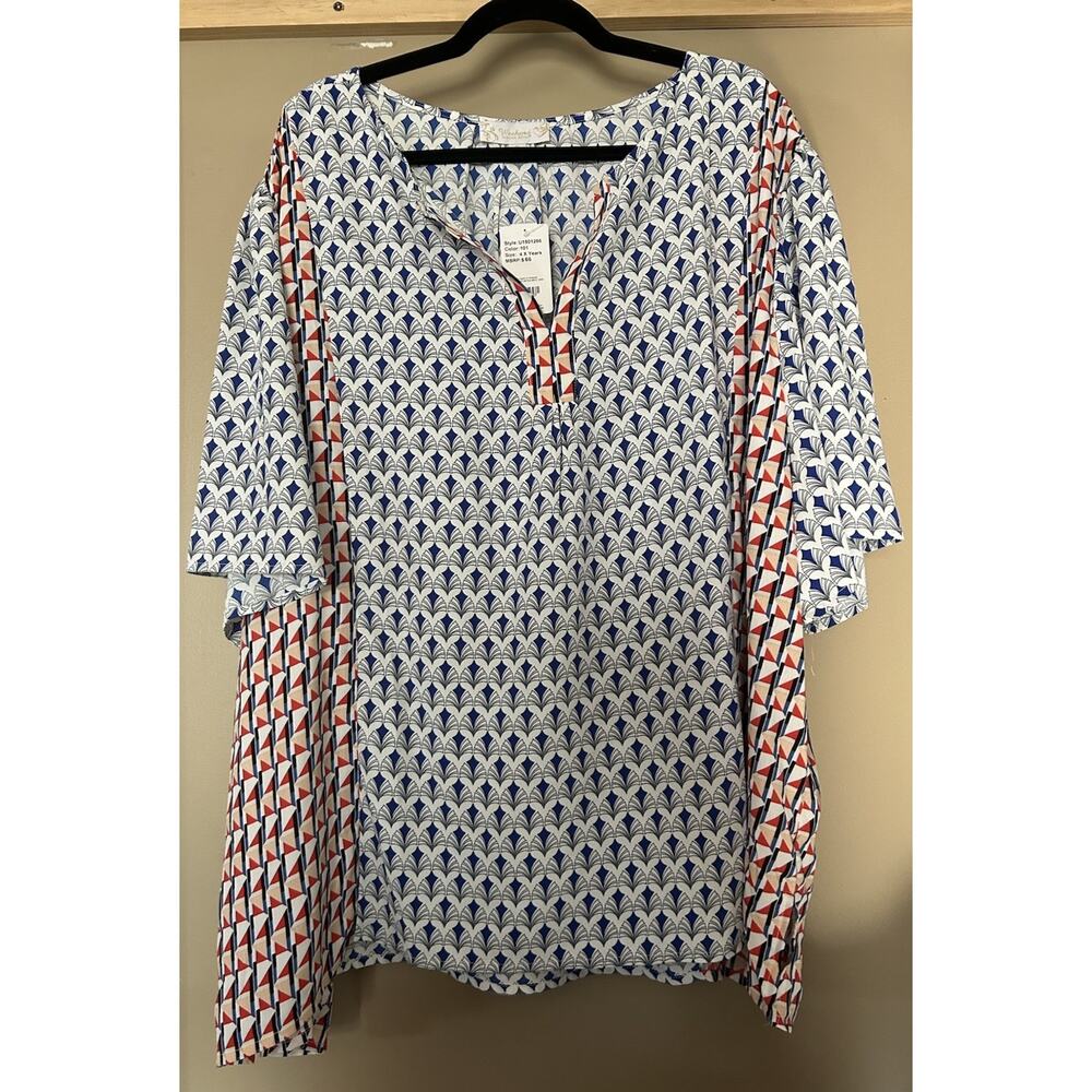 Weekend Suzanne Betro Top Blouse 4X Multicolor Floral Lightweight Boho NWT